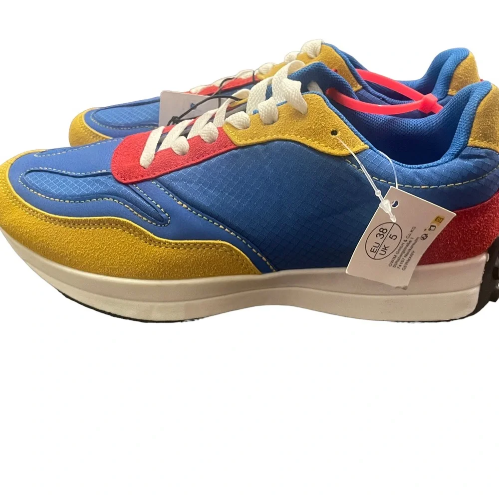 Lidl and Djibril Cisseé Blue Yellow Red Tennis Shoes December 2022 Womens Size 7 - Picture 2 of 10